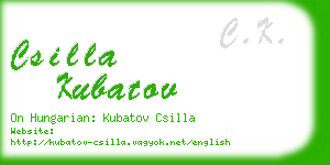 csilla kubatov business card